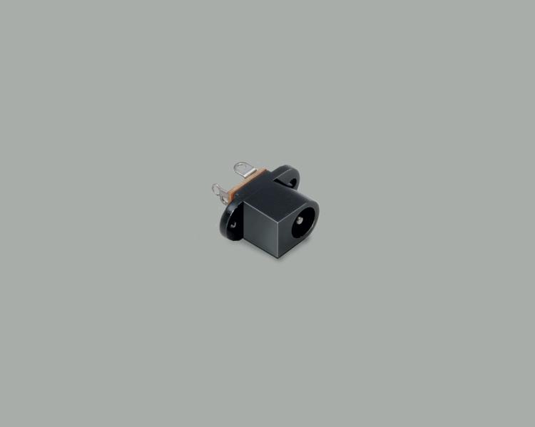 build-in low power socket 2,1/6,3mm, solder type, flange mounting, closed housing, closed circuit