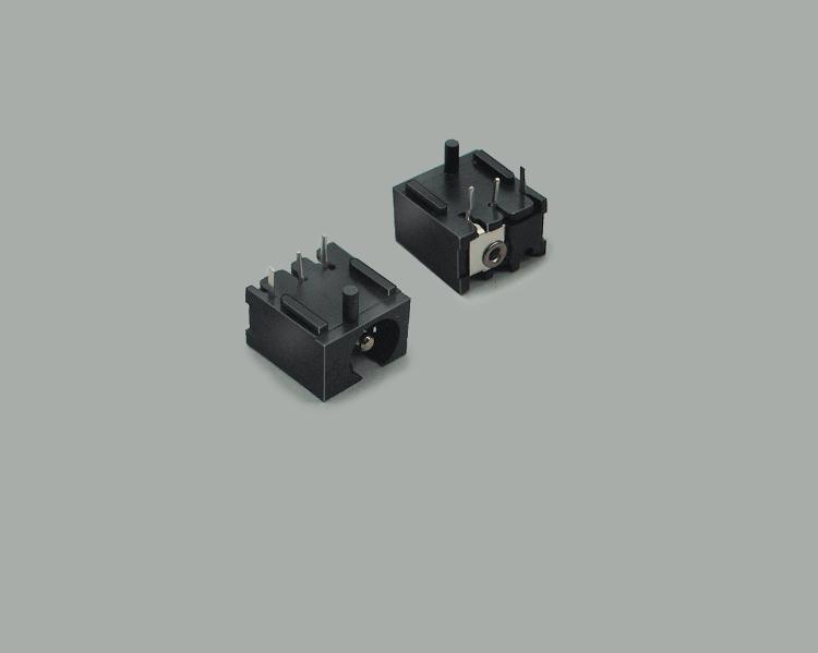 build-in low power socket 2,1/6,6mm, PCB type 90°, closed circuit, with center pin