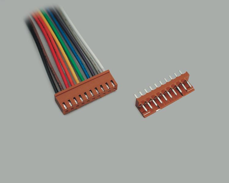 Platinen-Steckverbinder Set, Buchsenleiste mit Kabel AWG 24/25cm verzinnt - Stiftleiste gewinkelt, 3-pol, Raster 2,5mm