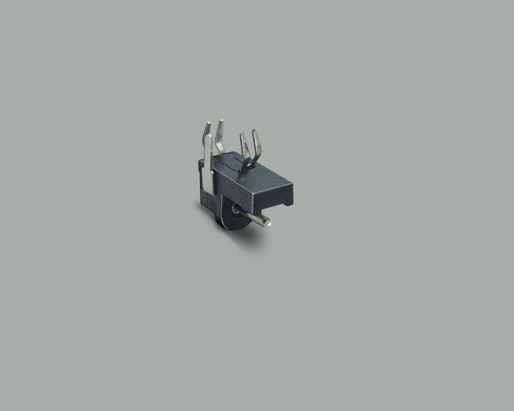 build-in low power socket 1,3mm, PCB type 90°, forked contacts