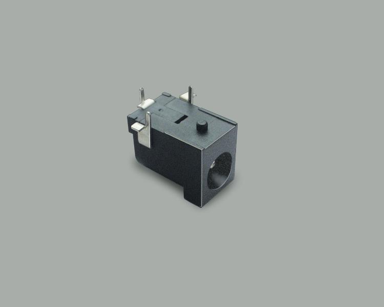 build-in low power socket 2,1/6,3mm, PCB type 90°, closed circuit, with center pin