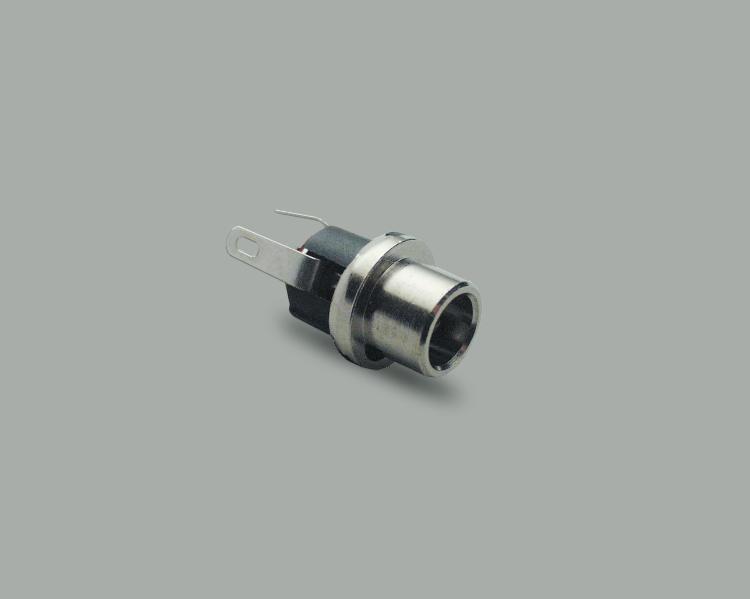 build-in low power socket 2,5/6,3mm, solder type, single hole mounting, without thread, closed circuit