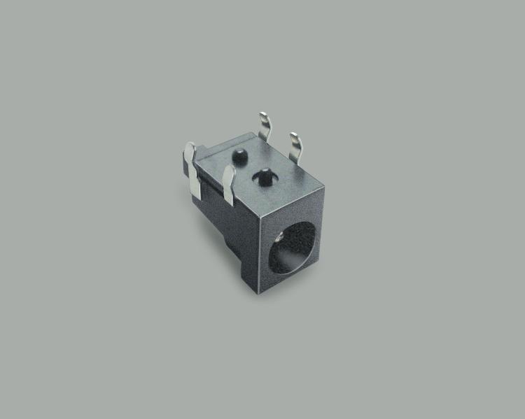 build-in low power socket 2,1/6,5mm, PCB type 90°, angled contacts, closed circuit, with center pin