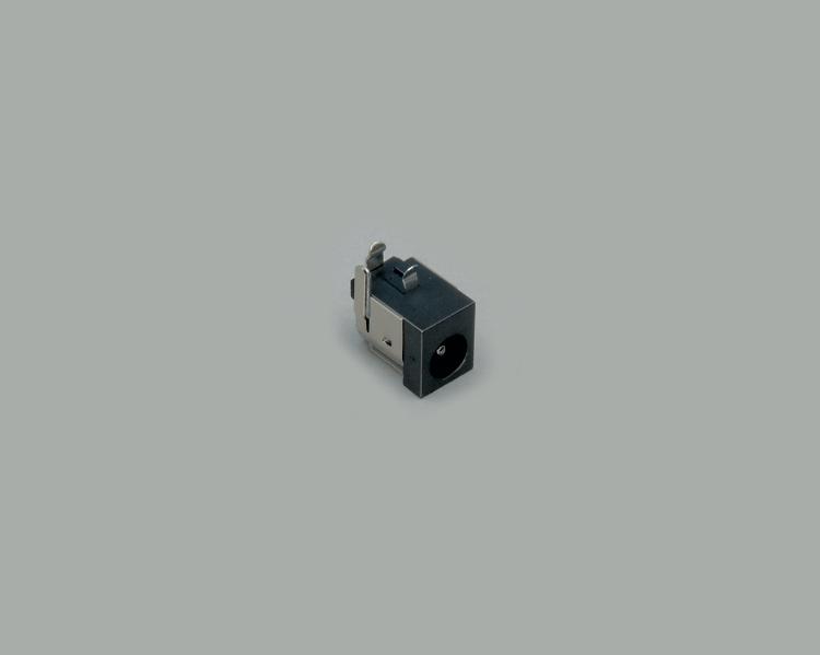 build-in low power socket 2,5/6,3mm, PCB type 90°, angled contacts, closed circuit, with screen shield