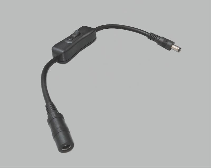 dc-extension, 2,5/5,5/9,5mm, with switch, length about 280mm, color black