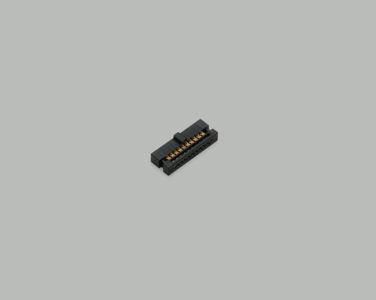 header connector, 2x40-pin, two rows, grid pitch 1,27mm, gold plated contacts, mounted, for flat cable 0,635mm, height 5,0mm