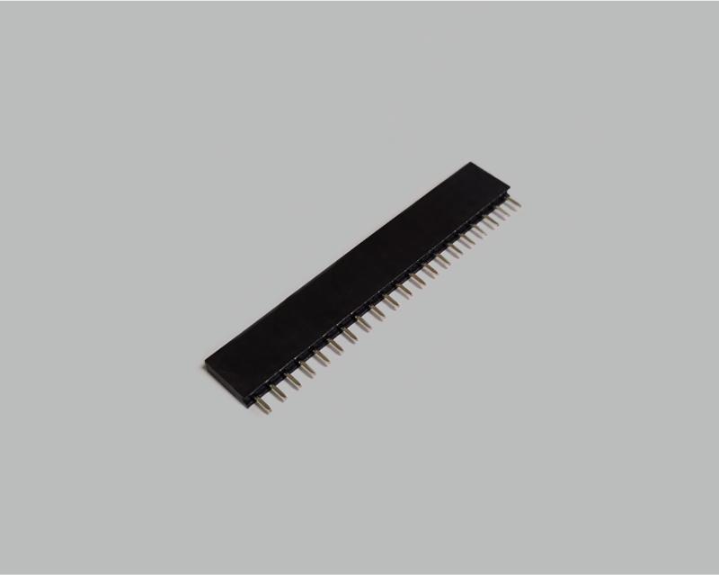 female header single row 20-pins, straight, gold plated, pitch 2,54mm, height 8,5mm, not seperable