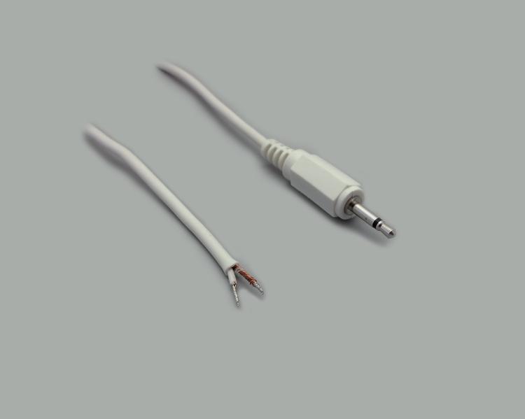 connection cable, audio plug 2,5mm mono, white, length 1,8m