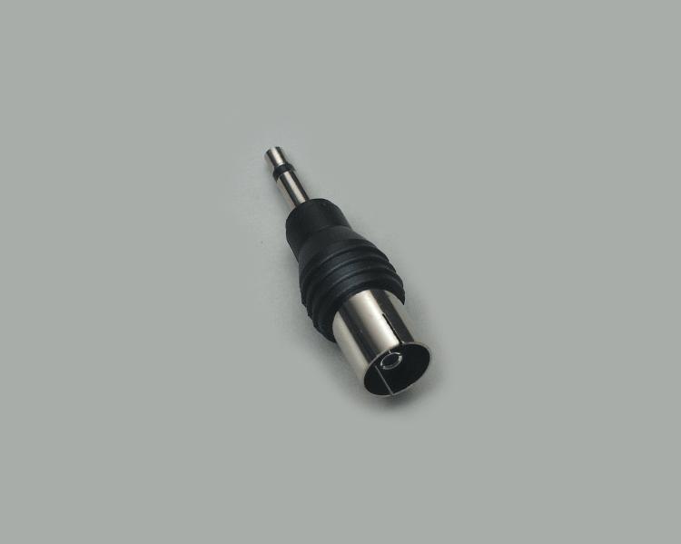adapter, audio plug 3,5mm mono to coax socket, plastic housing