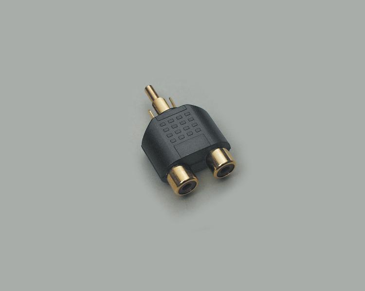 RCA plug to two RCA jack adapter, gold plated contacts