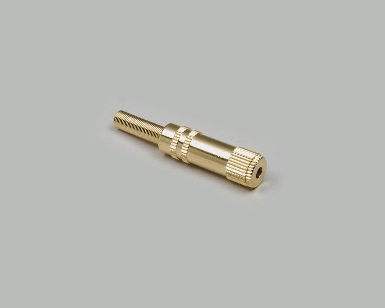 audio jack, 3,5mm, 4-pin, fully gold plated, metal housing, anti-kink protection