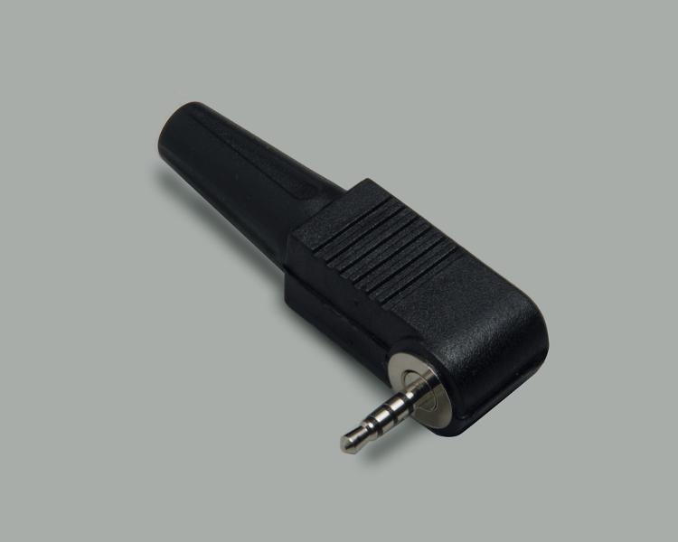 angled audio plug 3,5mm, 4-pin, anti-kink protection, plastic housing