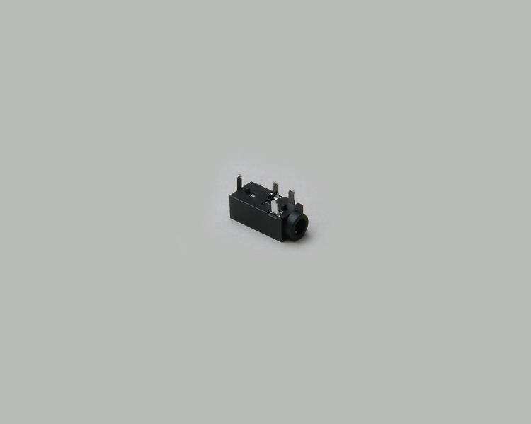 build-in audio socket 2,5mm, 4-pin, PCB type 90°, without switch, plastic housing