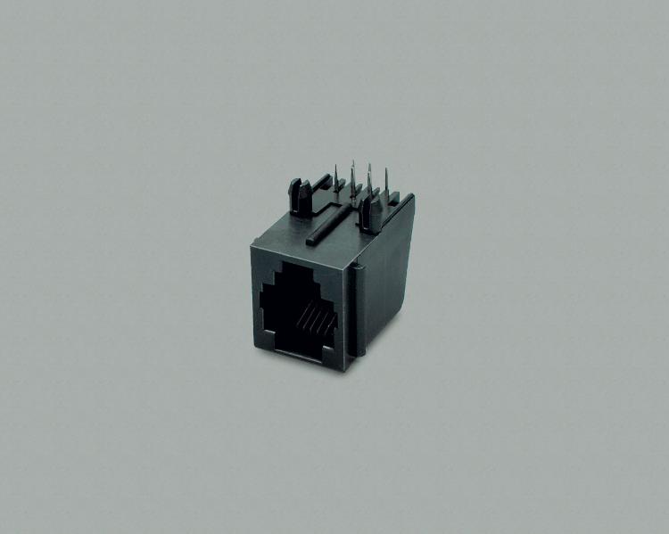 Modular-Einbaubuchse 8-polig 8P8C(RJ45), ungeschirmt, Printausführung 90°, Farbe schwarz