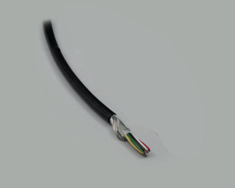 PUR cable Li12YD11Y 2x0,50mm² (2x28x0,15mm), shielded, halogen free, black, Ø 4,90mm