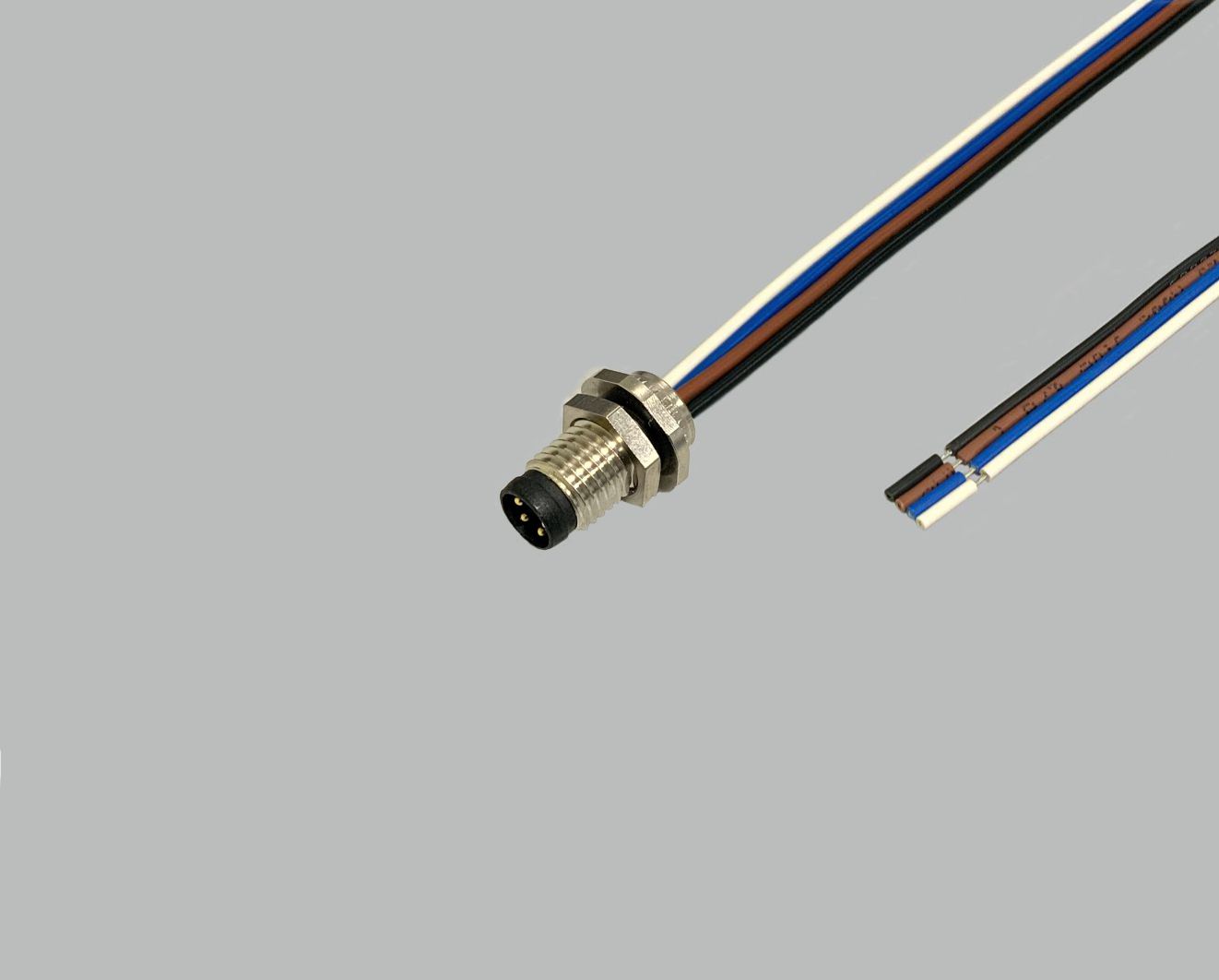 M8 Sensor/Aktor Einbaustecker Hinterwandmontage, 3-polig, mit Litze 0,2 m , 0,25 mm², 7mm Teilabzug, M8