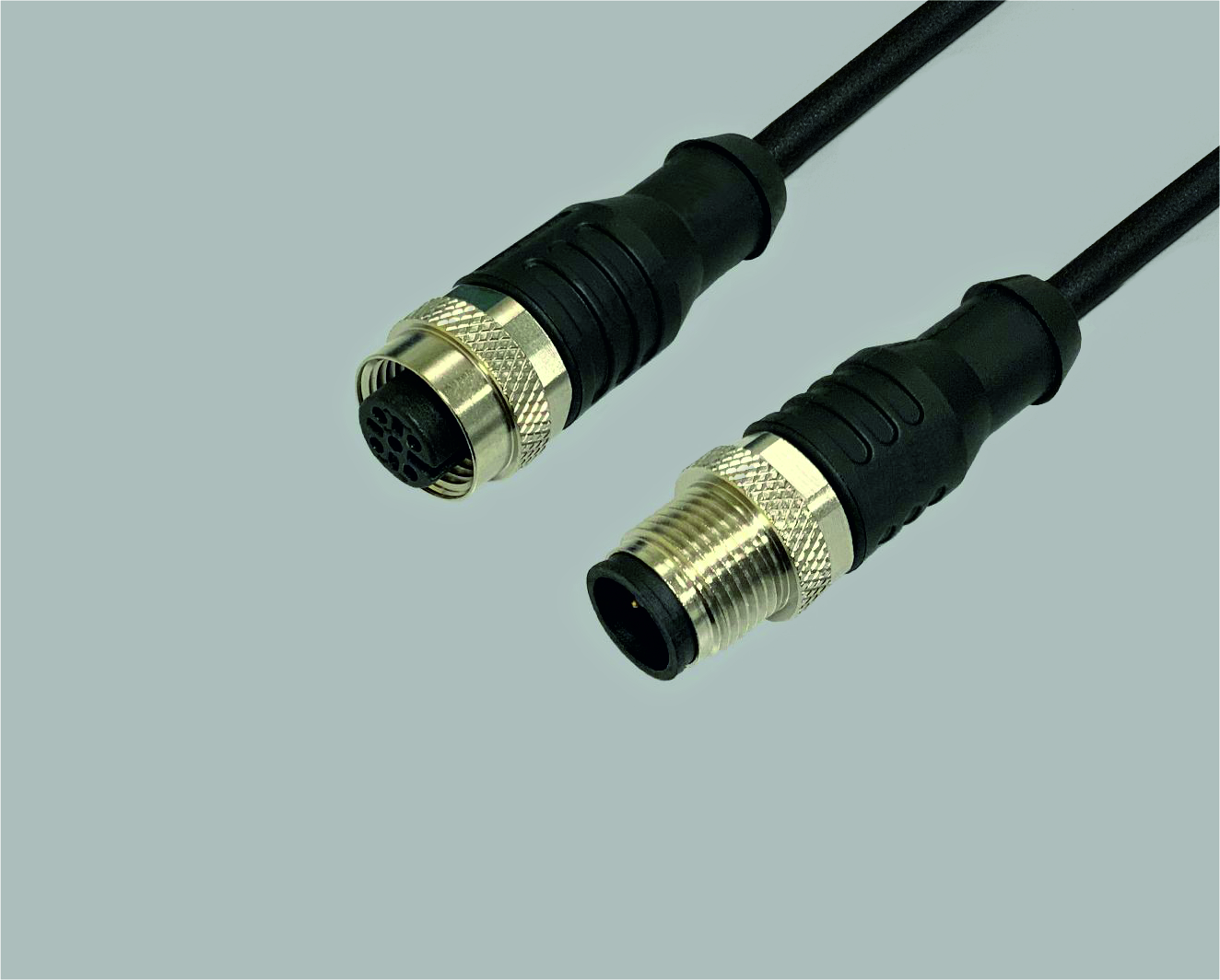 M12 sensor/actuator extension cable PU, angled plug, 4-pin, to open end, 0.34 mm², black, 2 m